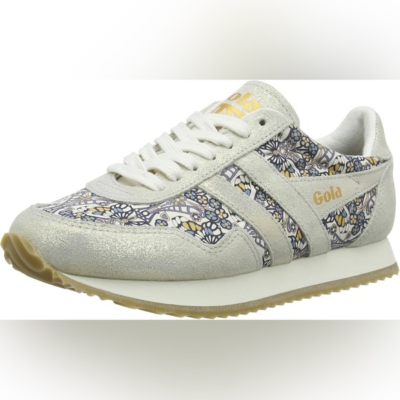 Gola Floral Pattern Sneakers - White and Gold - Picture 1 of 13